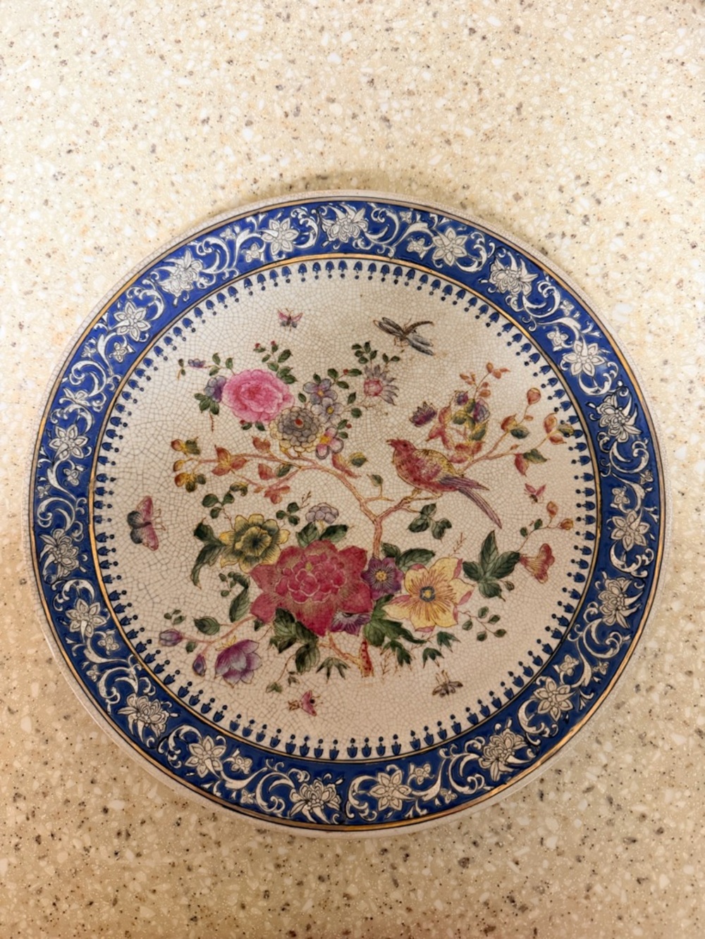 Floral and Bird- 12in Wong Lee Plate